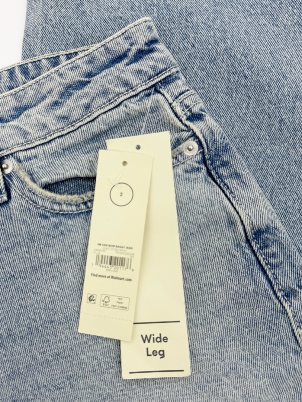 No Boundaries Wide Leg Jeans Light Wash Denim w/Pink Ribbon Detail Size 2 NWT - Picture 12 of 15